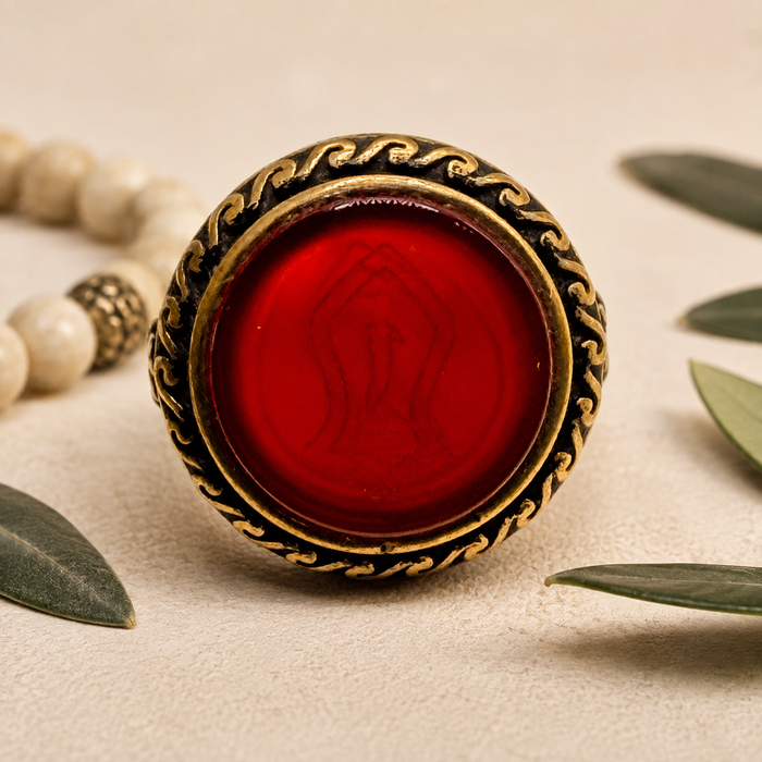 Nalain Mubarak Red Aqeeq Ring