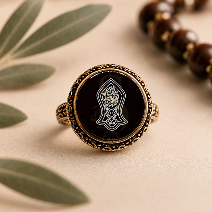 Nalain Mubarak Black Aqeeq Ring