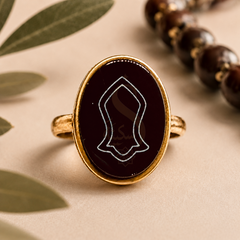 Oval Nalain Mubarak Black Aqeeq Ring