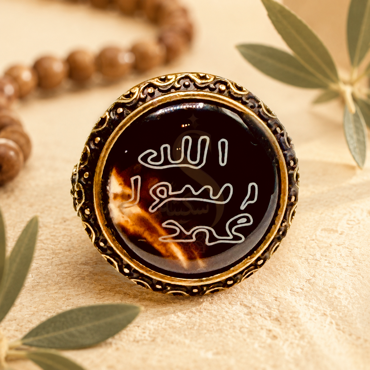 Prophetic Seal Black Aqeeq Ring