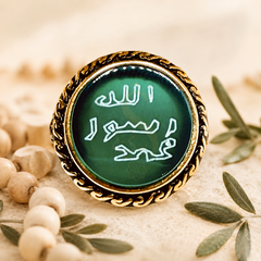 Prophetic Seal Green Aqeeq Ring