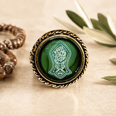 Nalain Mubarak Green Aqeeq Ring