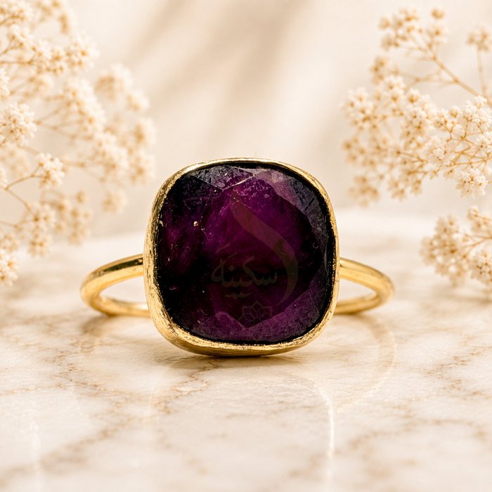 Natural Purplish Red Ruby Statement Ring