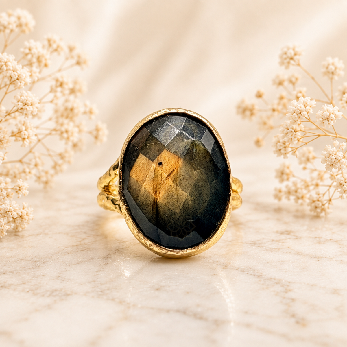 Grey Labradorite Natural Stone Ring