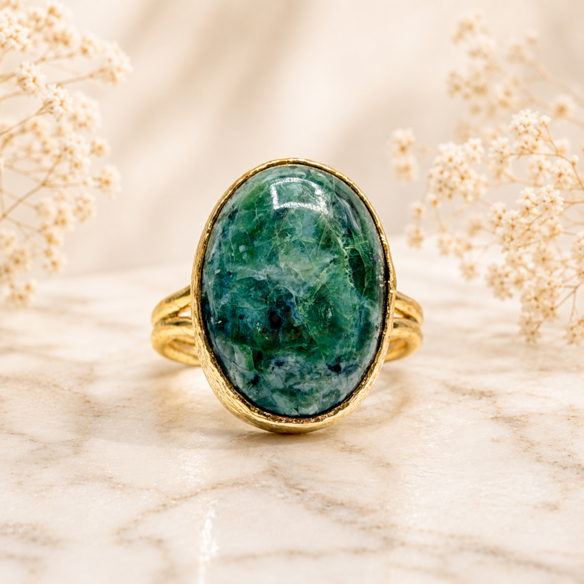 Green Onyx Calcite Statement Ring