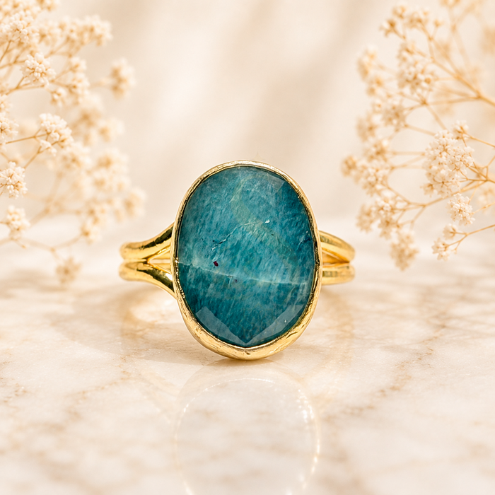 Natural Aquamarine Statement Ring