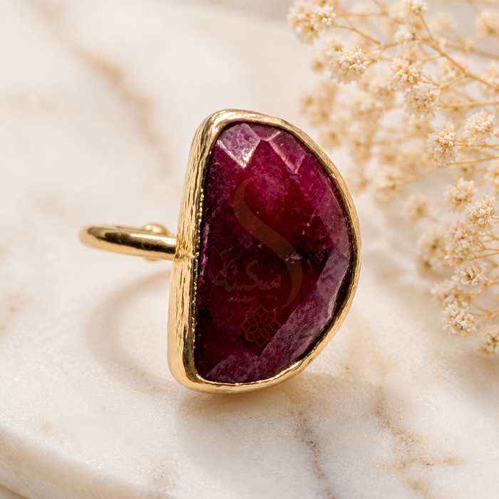Half Moon Natural Ruby Statement Ring