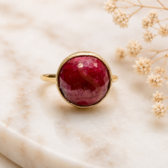 Round Natural Ruby Statement Ring