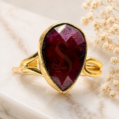 Natural Red Ruby Teardrop Statement Ring