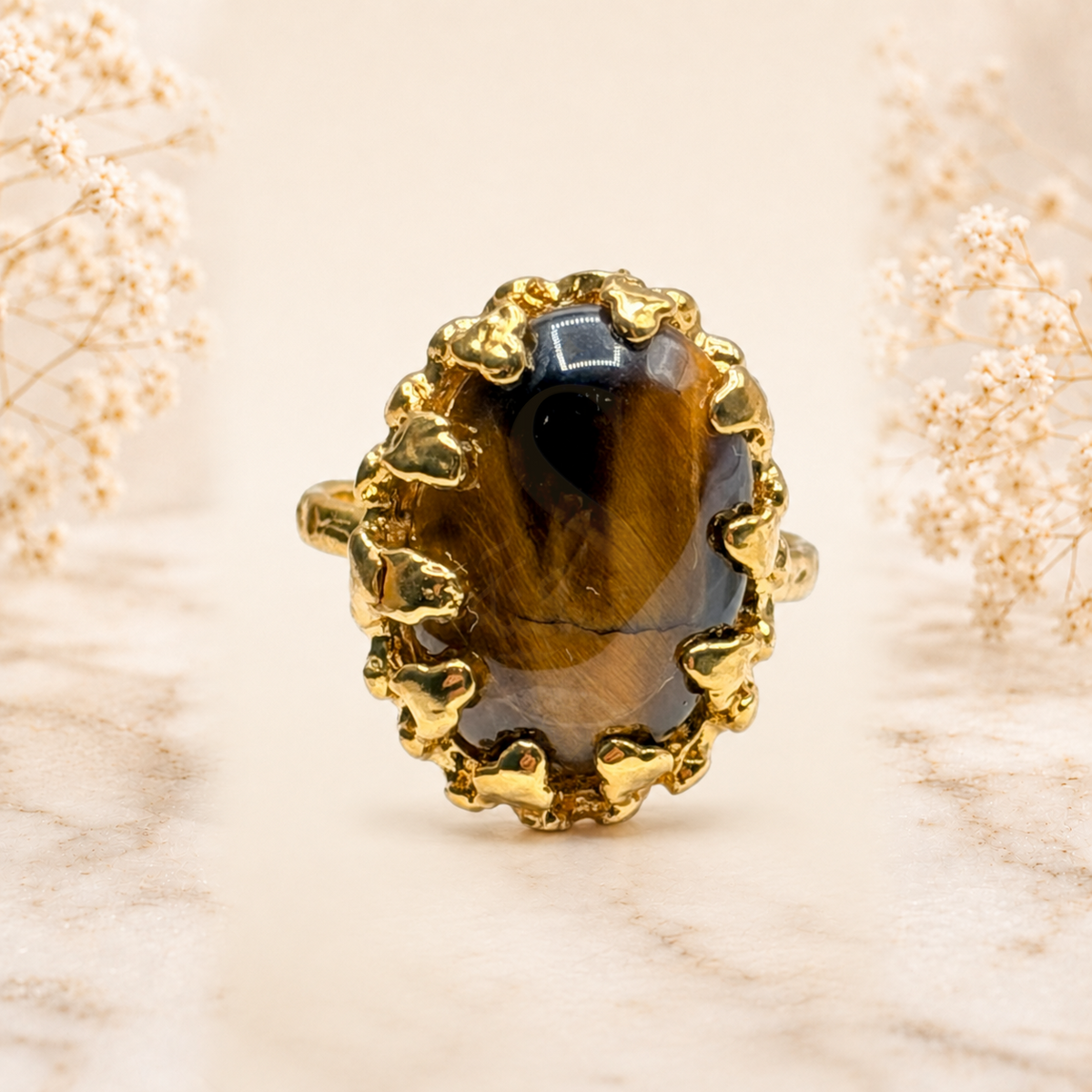 Tiger Eye Natural Stone Ring