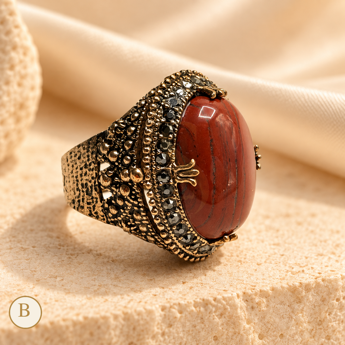 Esma Sultan Imperial Aqeeq Ring - Variant B