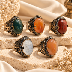 Esma Sultan Ottoman Aqeeq Statement Ring - main view