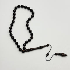 Full length ebony 33 bead Tasbih with carved wooden details