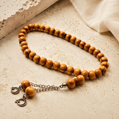 Handmade olivewood 33 bead Tasbih showing its distinctive natural grain