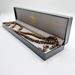 Kafur camphor wood 99 bead Tasbih presented in a large luxury leather gift box