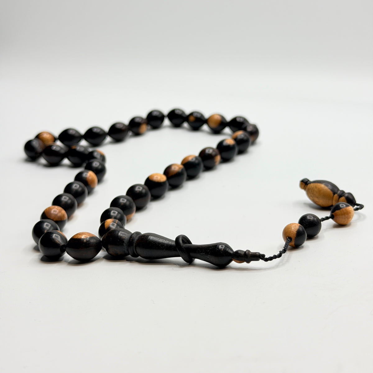 Handmade two-tone ebony wood 33 bead tasbih, view 2