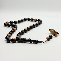 Handmade two-tone ebony wood 33 bead tasbih, view 2