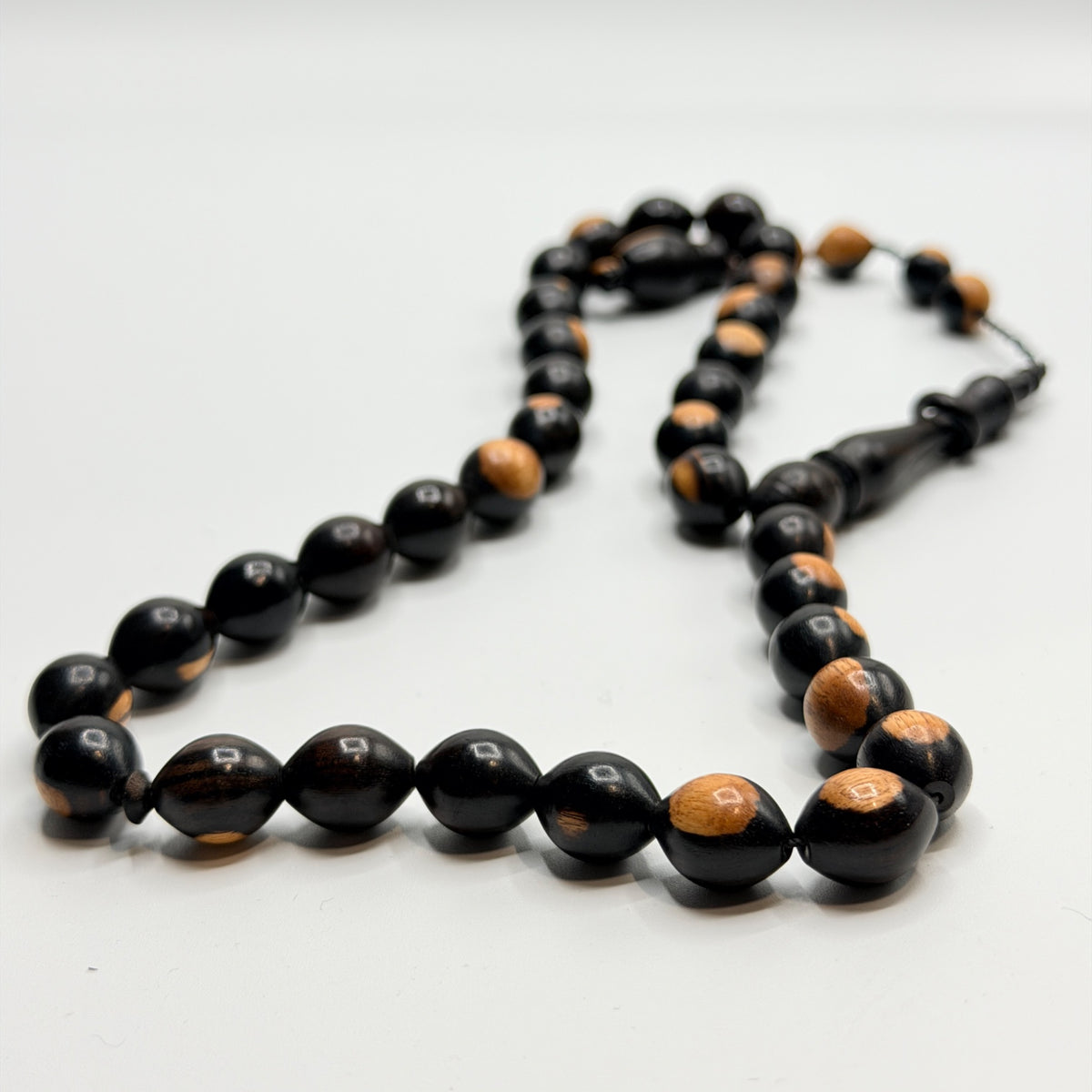 Handmade two-tone ebony wood 33 bead tasbih, view 3