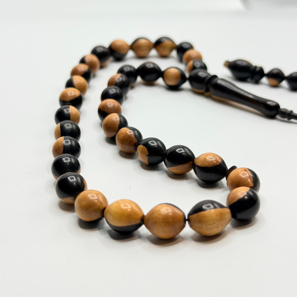 Handmade two-tone ebony wood 33 bead tasbih, view 4