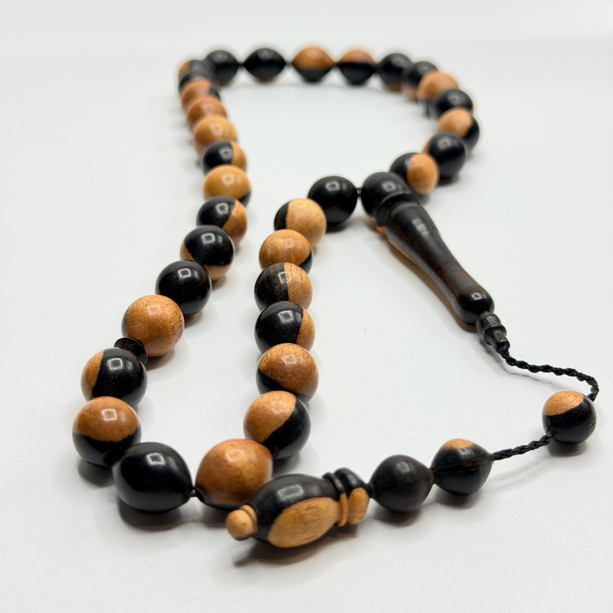 Handmade two-tone ebony wood 33 bead tasbih, view 5