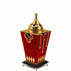 Majestic Bakhoor Burner in rich red velvet and gold tone detailing