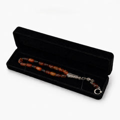 Natural agate Aqeeq Tasbih presented in a fitted black box