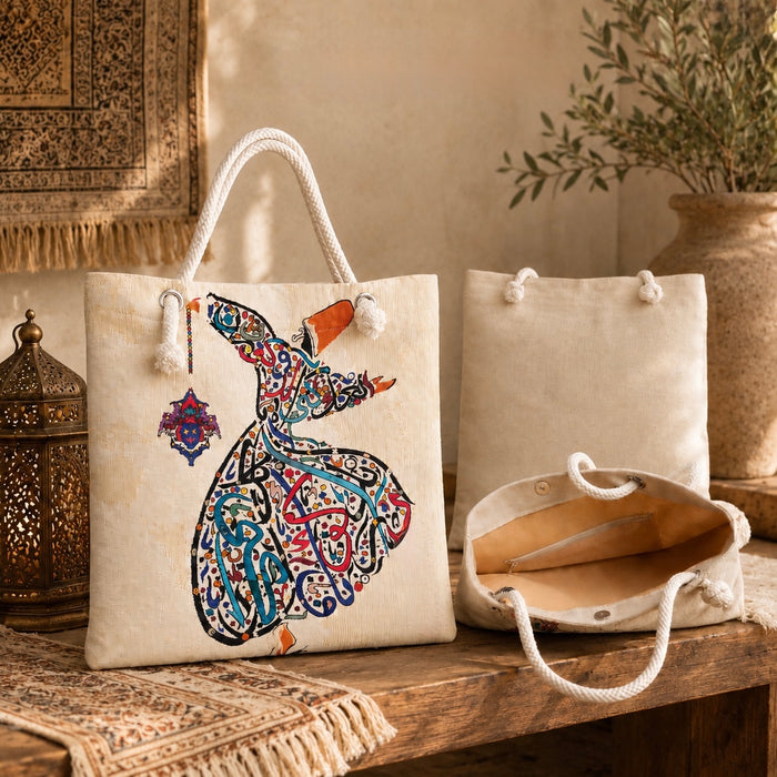 Large Sufi tote bag styled in a warm Ottoman inspired interior