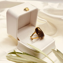 Side and back view of the adjustable brass Prophetic Seal ring