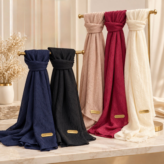 Sakinah Luxe Crinkle Hijab in all five colours
