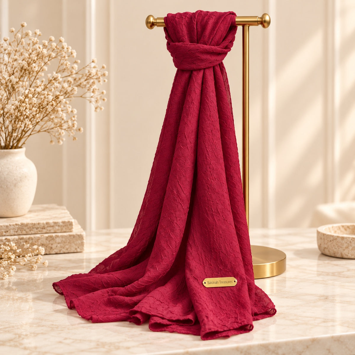 Sakinah Luxe Crinkle Hijab in Berry