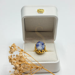 Handmade Natural Blue Sodalite ring presented in a white Sakinah luxury box