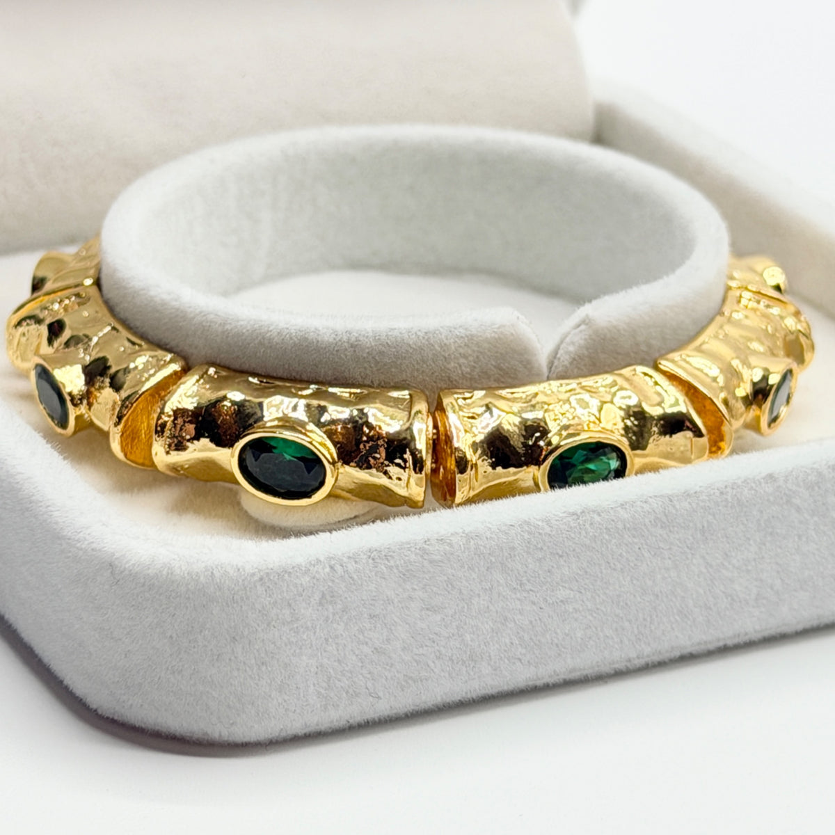 Zumra Gold Plated Zircon Bracelet - Emerald Green view 2