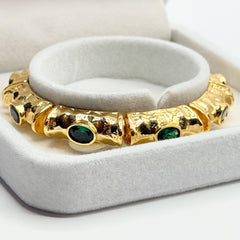 Zumra Gold Plated Zircon Bracelet - Emerald Green view 2