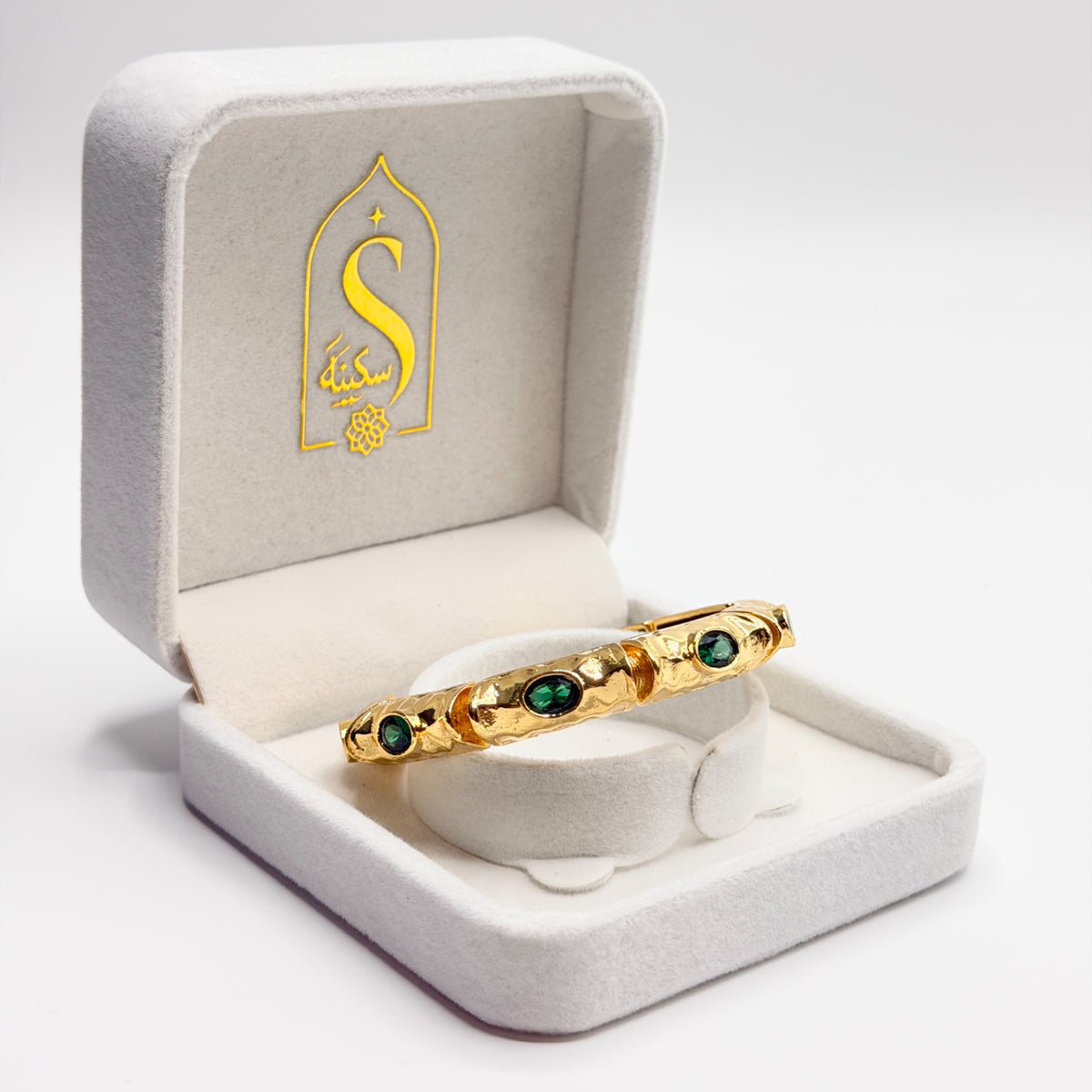 Zumra Gold Plated Zircon Bracelet - Emerald Green view 3