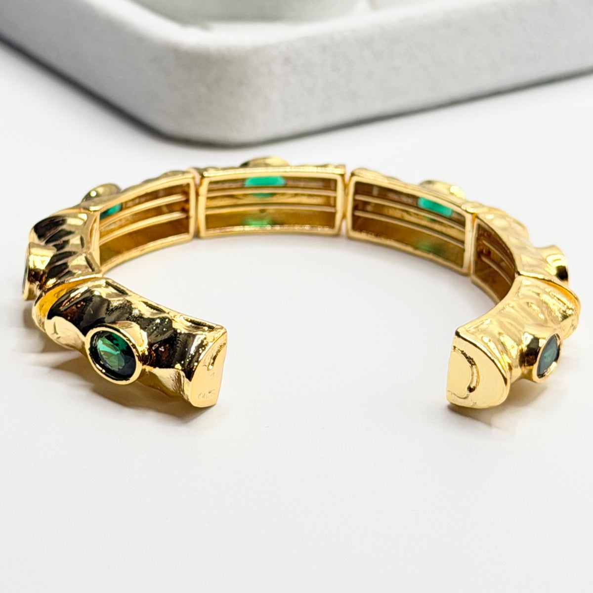 Zumra Gold Plated Zircon Bracelet - Emerald Green view 5