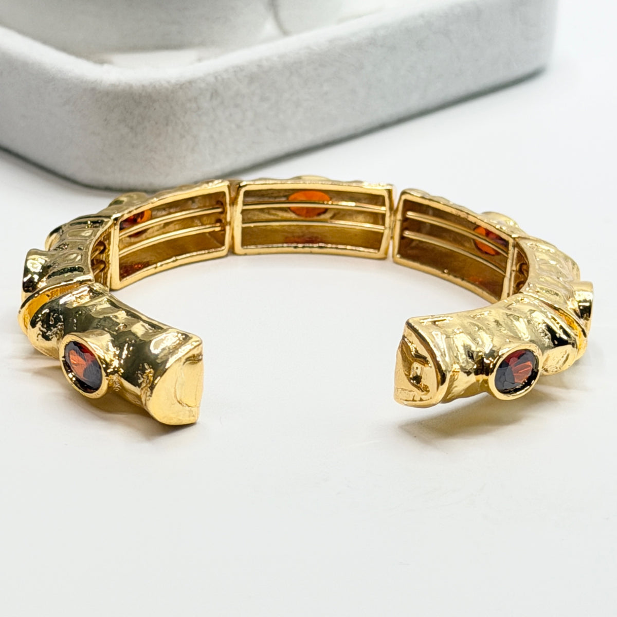 Zumra Gold Plated Zircon Bracelet - Garnet Red view 3