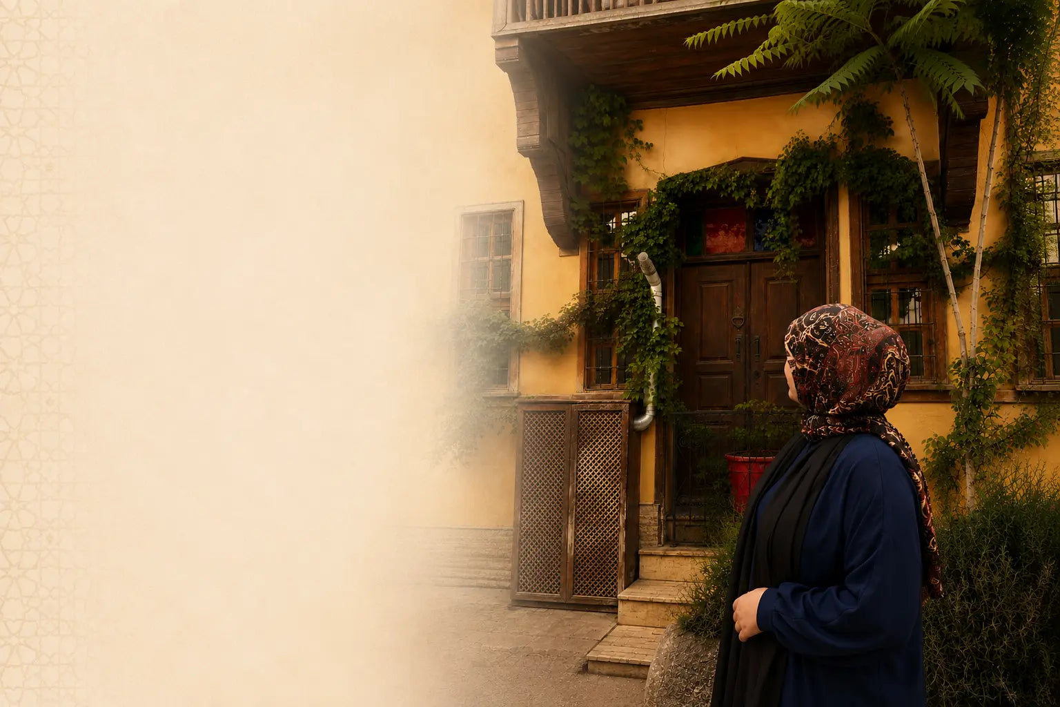 Sakinah founder surrounded by historic architecture
